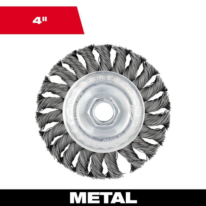 Rueda de alambre trenzado completo de acero al carbono de 4 pulgadas de Milwaukee - 48-52-5030