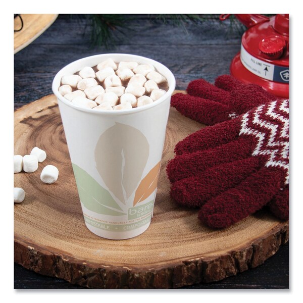 Dart Bare Eco-Forward PLA Paper Hot Cups, 16 oz, White/Green/Orange, PK1000 - 316PLA-J7234