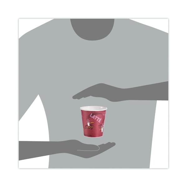 Dart Paper Hot Drink Cups in Bistro Design, 10 oz, Maroon, PK1000 - 510SI
