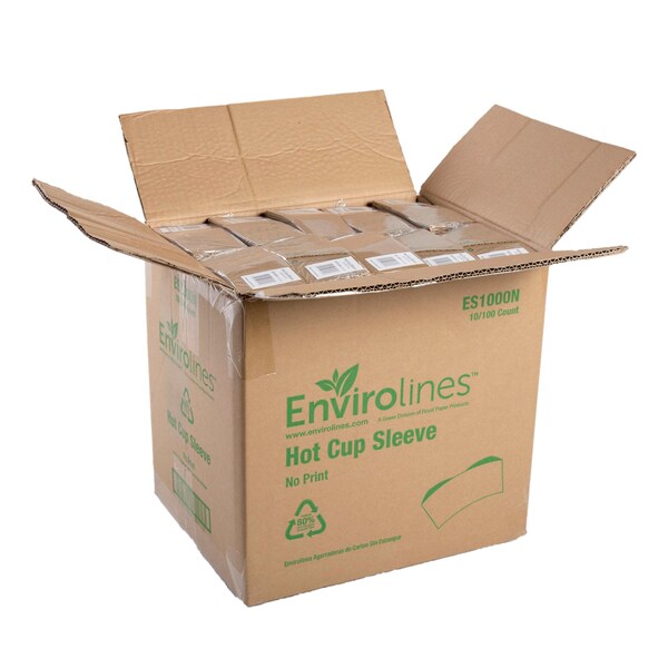 Amercareroyal Envirolines Kraft No Print Hot Cup Sleeve, PK1000 - ES1000N