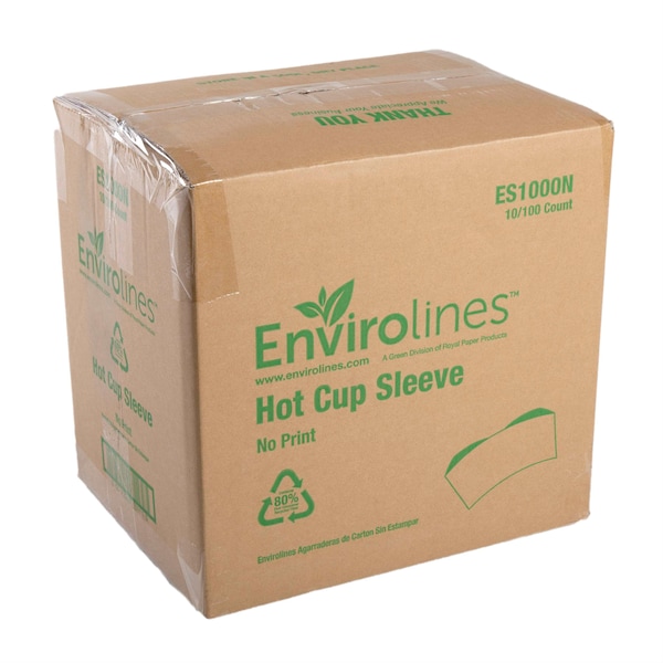 Amercareroyal Envirolines Kraft No Print Hot Cup Sleeve, PK1000 - ES1000N