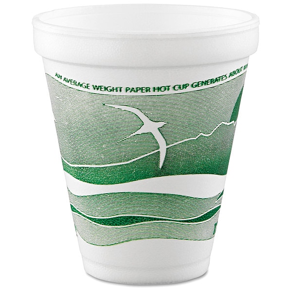 Dart Disp Hot/Cold Cup, 12 oz, WH/GRN, PK1000 - 12J16H