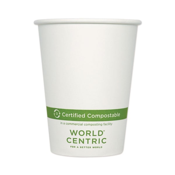 World Centric Paper Hot Cups, 12 oz, White, PK1000 - CUPA12