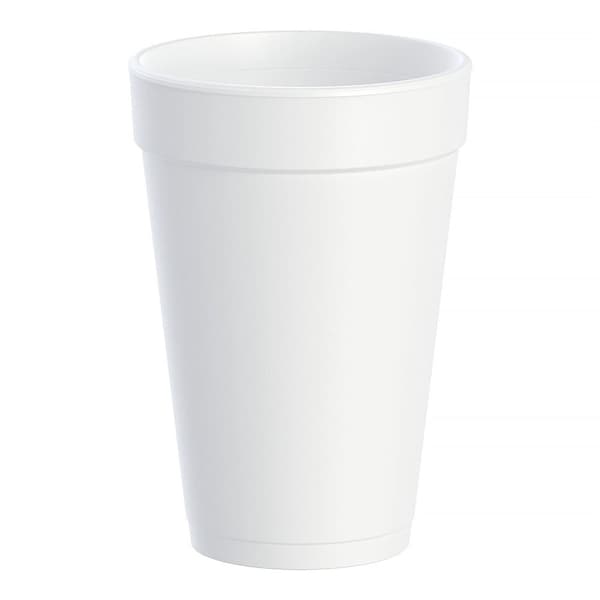 Dart Insulated Foam Beverage Drinking Cups, Styrofoam, Disposable, Insulated, White, 16 oz, 25PK - 16J16