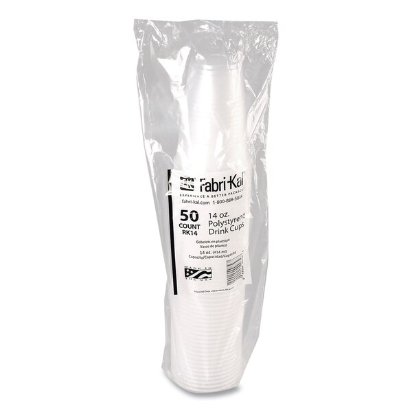 Fabri-Kal RK Ribbed Cold Drink Cups, 14 oz, Clear, 1000PK - 9508030