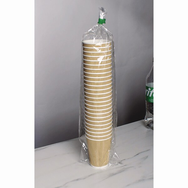 Karat Ripple Hot Cups, 12 oz, Kraft/White, 500PK - C-KRC512