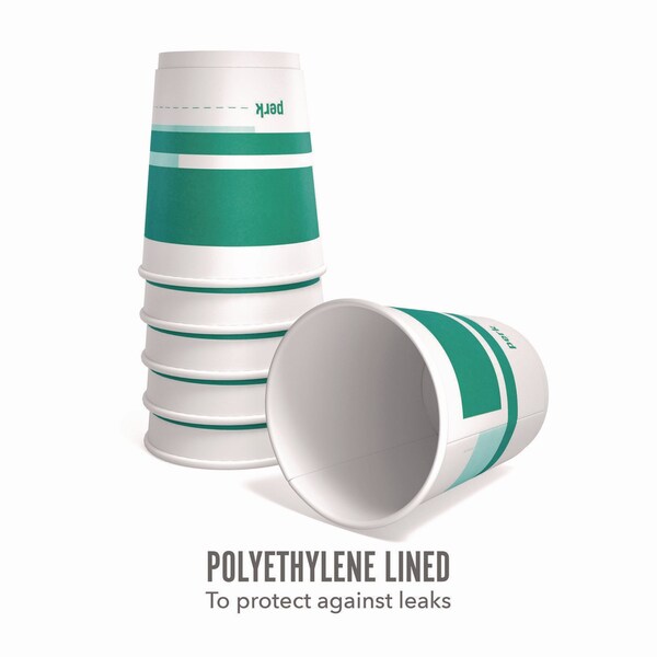 Perk Insulated Paper Cup, 10 oz, White/Teal, 40PK - PK60910M