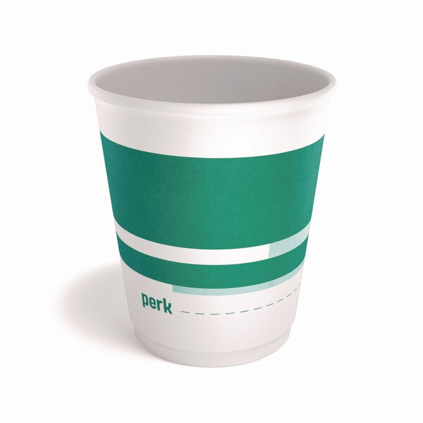 Perk Insulated Paper Cup, 10 oz, White/Teal, 40PK - PK60910M