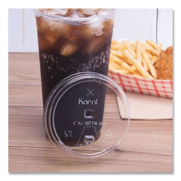 Karat PET Lids, Strawless Sipper, Fits 32 oz Cold Cups, Clear, 1000PK - C-KC107TS-SH