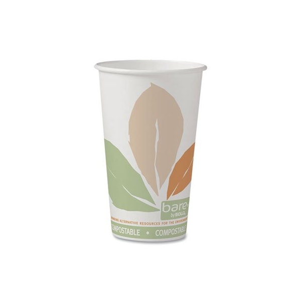 Dart Bare By Solo Eco-Forward Pla Paper Hot Cups, Leaf Design, 16 Oz, 1000PK - 316PLABB