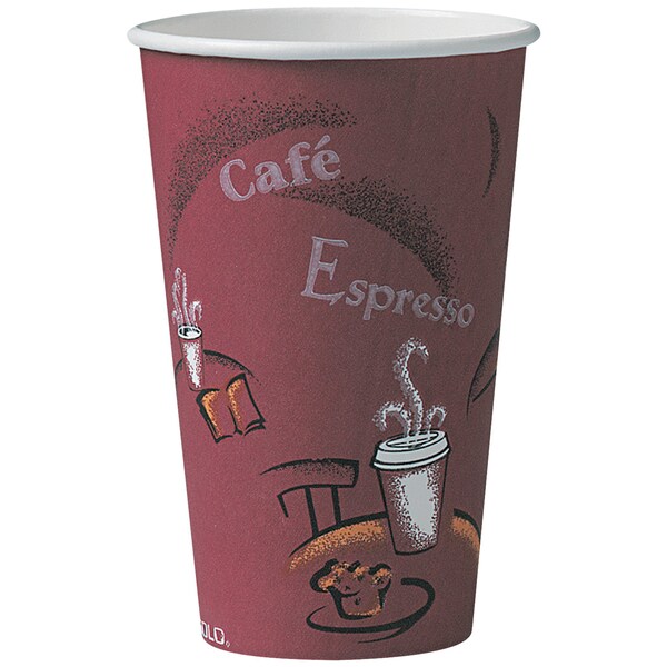 Solo Paper Hot Cups - 16 oz., Bistro Design, 300PK - SOLO16BIS