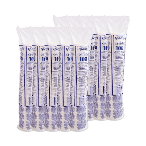 Dart Optima Reclosable Lids for Paper Hot Cups 10-24 oz, White, PK1000 - OPT316