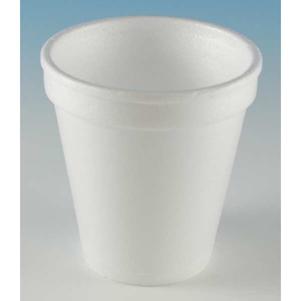 Zoro Select Disposable Cold/Hot Cup 6 oz. White, Foam, Pk1000 - 6C6W