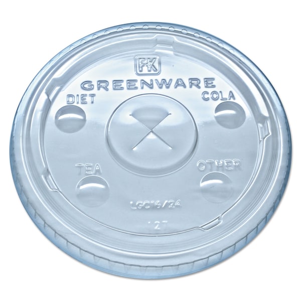 Fabri-Kal Greenware Cold Drink Lids, Fits 16-18, 24oz Cup, X-Slot, Clear, PK1000 - 9509112