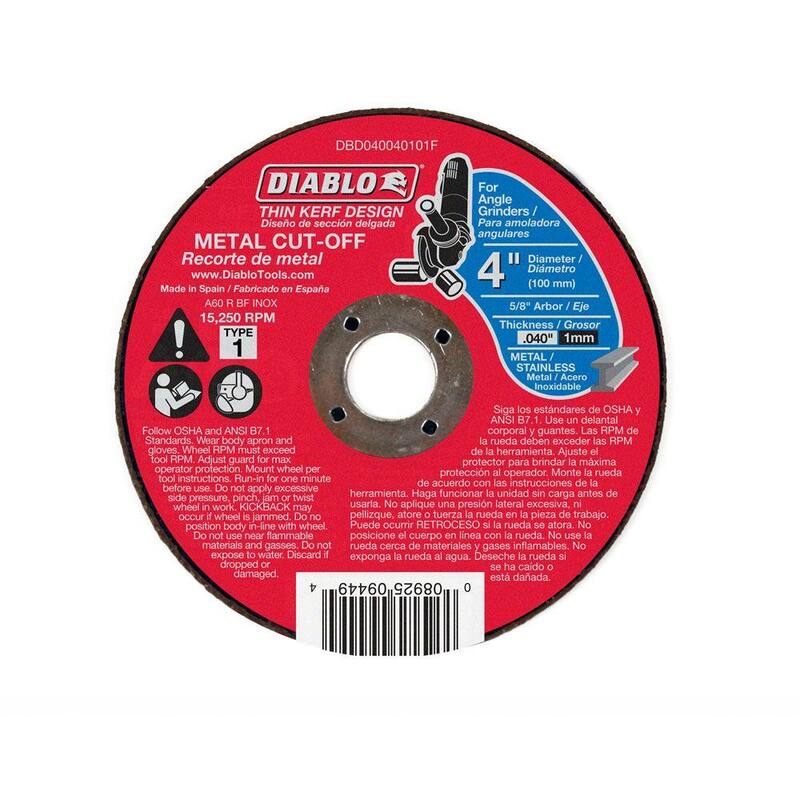DIABLO Disco de corte de metal de 4 pulgadas x 0.040 pulgadas x 5/8 pulgadas con diseño de corte delgado - CDD040040101F