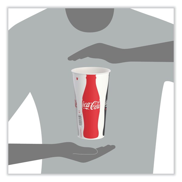 Solo Double Sided Poly Paper Cold Cups, 28 oz to 32 oz, Coca-Cola Design, White/Gray, 480PK - RN32CB-K1038