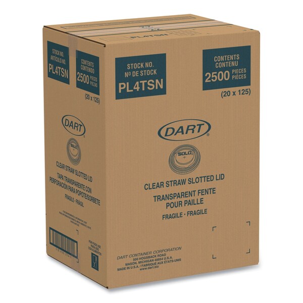 Dart Straw-Slot Cold Cup Lids, Fits 7 oz Plastic Cups, Clear, PK2500 - SCC PL4TSN