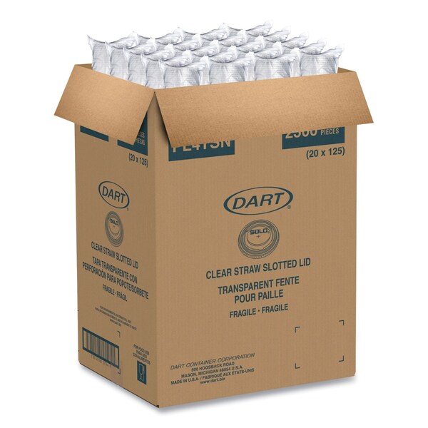 Dart Straw-Slot Cold Cup Lids, Fits 7 oz Plastic Cups, Clear, PK2500 - SCC PL4TSN