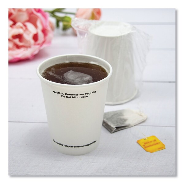 Dart Wrapped Single-Sided Poly Paper Hot Cups, 10 oz, White, PK480, 480PK - W370-2050