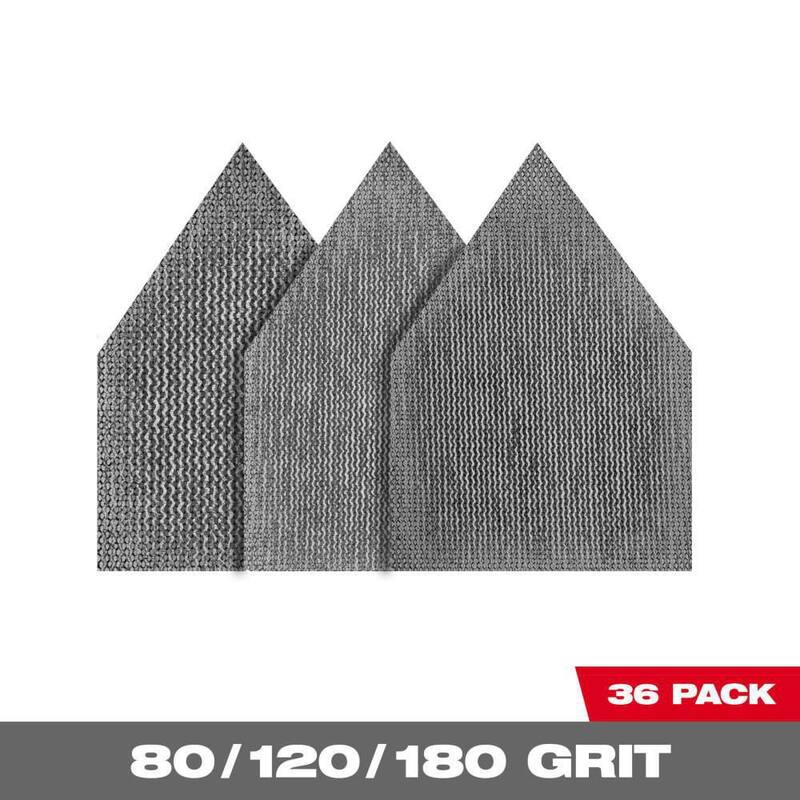 Milwaukee 3-3/4 pulgadas 80-Grit, 120-Grit y 180-Grit Hojas de lija de malla para la lijadora orbital de detalle M12 FUEL (36 piezas) - 48-80-5406