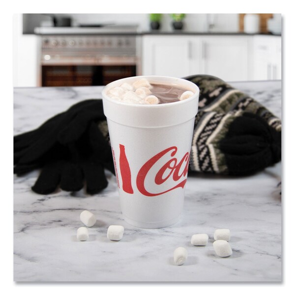 Dart Coca-Cola Foam Cups, Red/White, 16 oz, PK1000 - 16J16C