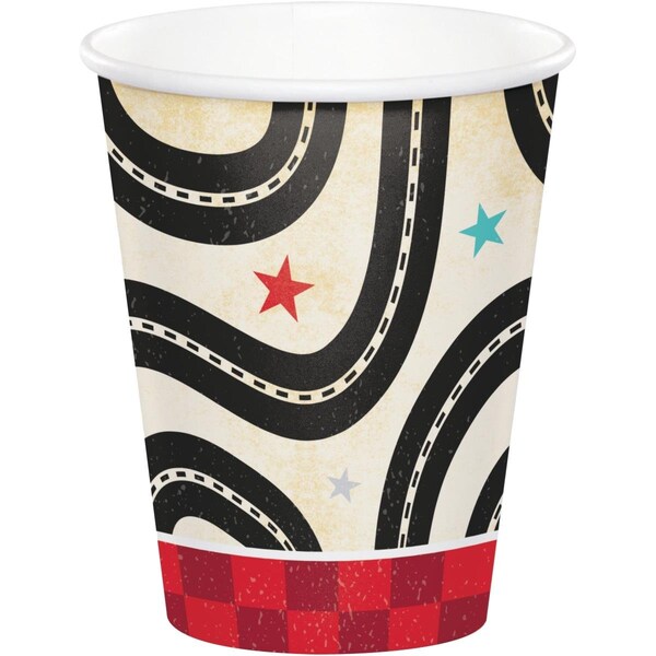 Omg 9 oz Vintage Race Car Paper Cups, 96PK - OM2416875