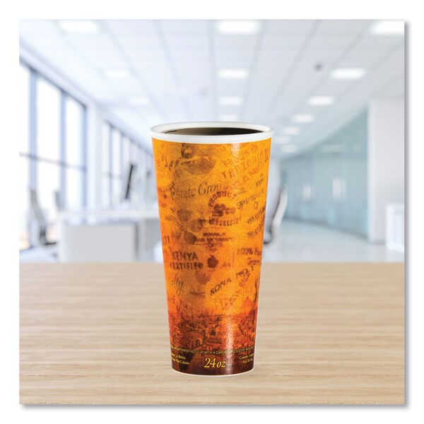 Dart Fusion Escape Foam Hot/Cold Cups, 24 oz, Brown/Black, 500PK - 24U16ESC