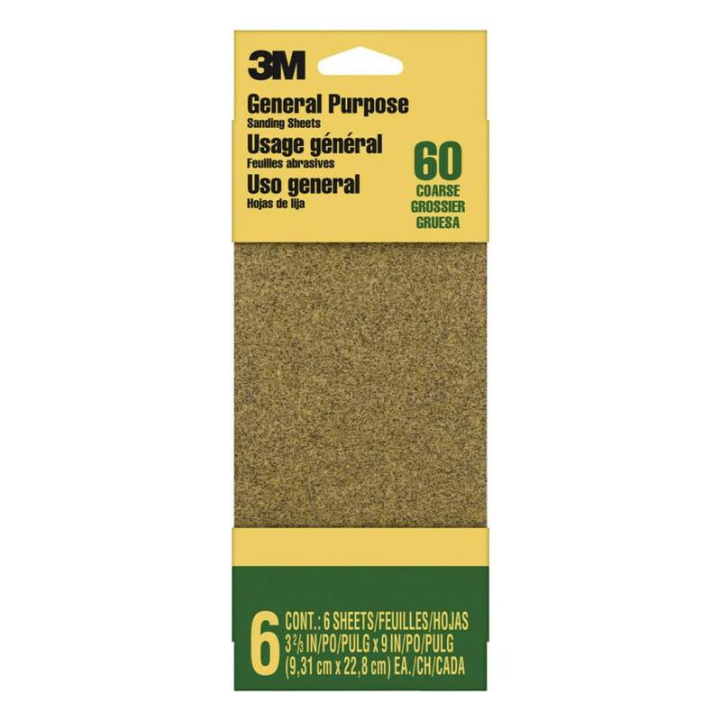 Hoja de lija gruesa de óxido de aluminio de 3M, 3-2/3 pulg. x 9 pulg. (paquete de 6) - 9017NA