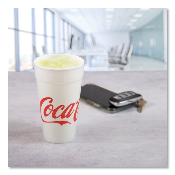 Dart Coca-Cola Foam Cups, Foam, 20 oz, White/Red, 500PK - 20J16C
