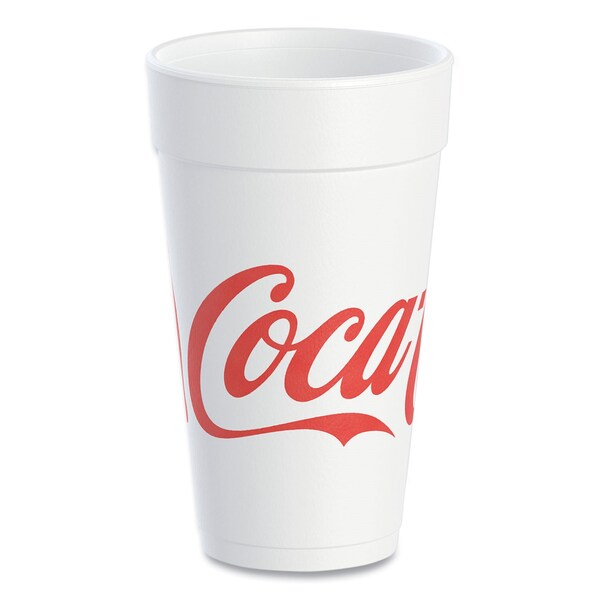 Dart Coca-Cola Foam Cups, Foam, 20 oz, White/Red, 500PK - 20J16C
