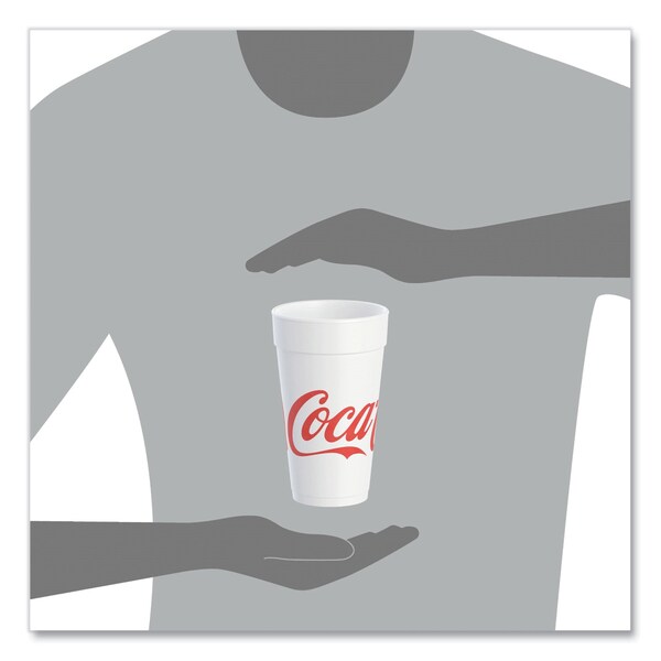 Dart Coca-Cola Foam Cups, Foam, 20 oz, White/Red, 500PK - 20J16C