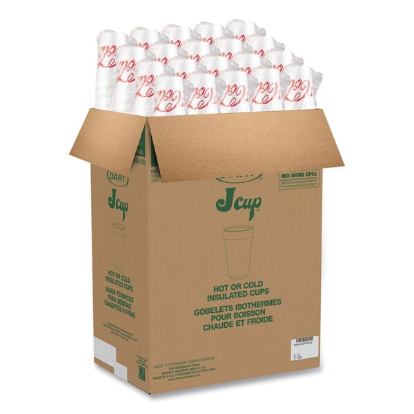 Dart Coca-Cola Foam Cups, Foam, 32 oz, White/Red, 500PK - 32TJ32C