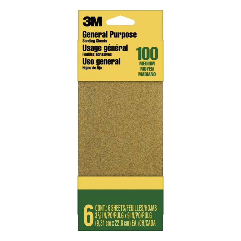 Hoja de lija de óxido de aluminio de uso general de 3M de 3-2/3 pulgadas x 9 pulgadas (paquete de 6) - 9016NA-CC