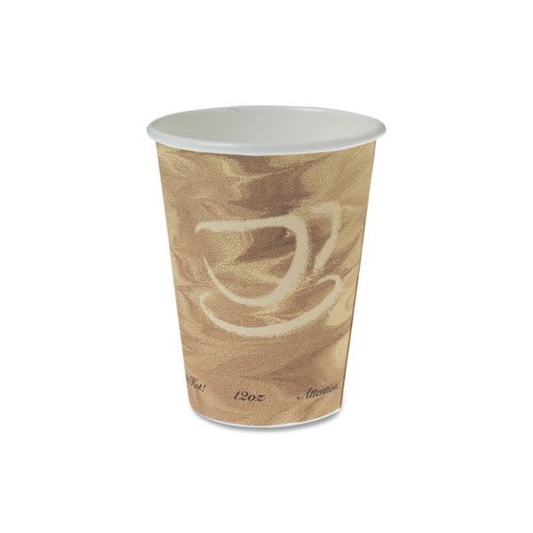 Dart , Mistique Polycoated Hot Paper Cup, 12 Oz., Printed, Brown, 50/bag - 412MSN