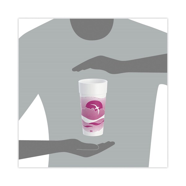 Dart Horizon Hot/Cold Foam Drinking Cups, 24 oz, Mauve, 500PK - 24J16H