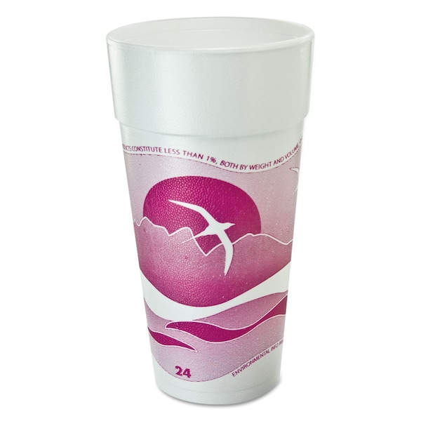 Dart Horizon Hot/Cold Foam Drinking Cups, 24 oz, Mauve, 500PK - 24J16H