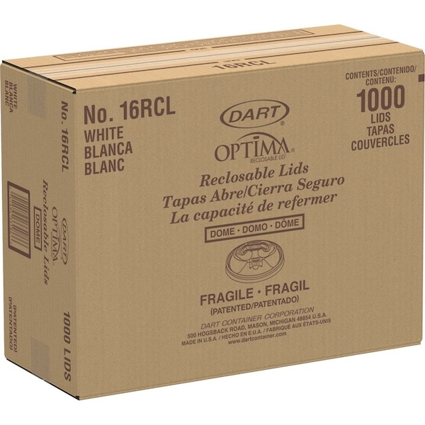 Dart Container Lid, Cup, F/12-24, We, 100Pk 10PK - DCC16RCLCT