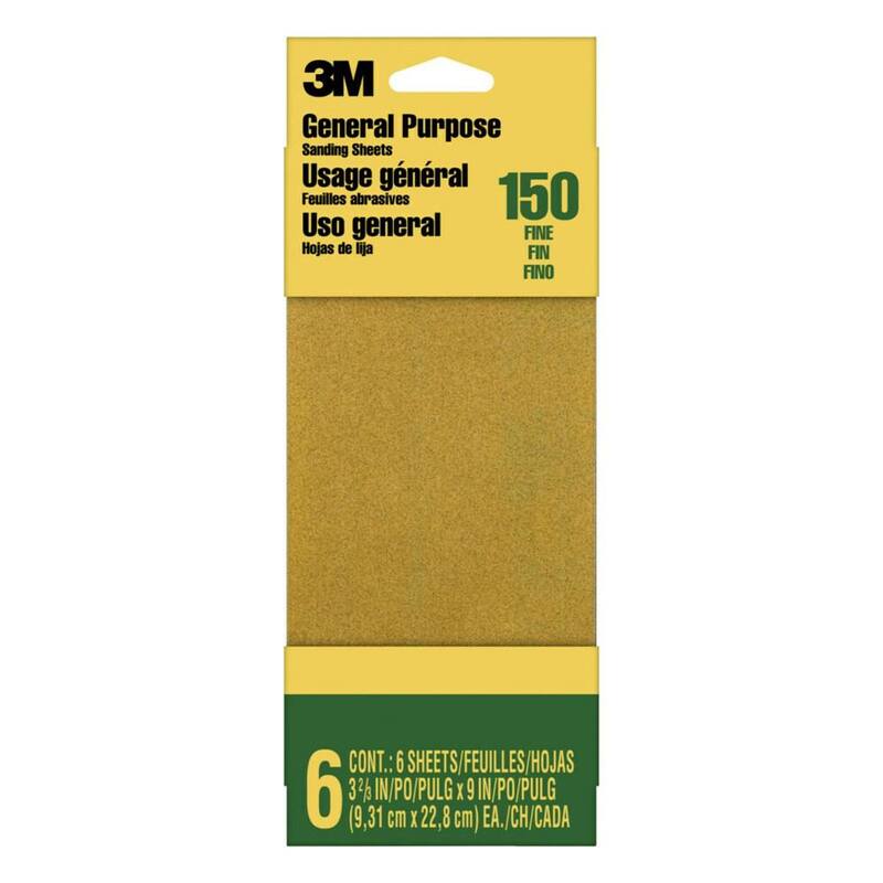 Hojas de lija de óxido de aluminio fino de 3-2/3 pulg. x 9 pulg. (paquete de 6) - 9015