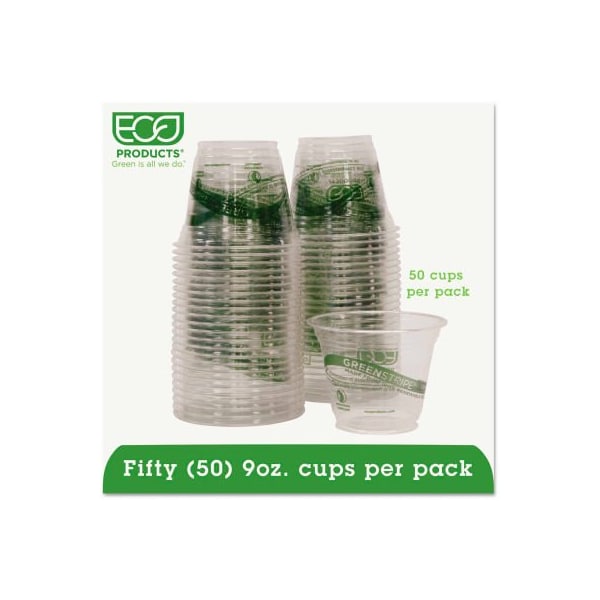 Eco-Products Eco-Products GreenStripe Renewable Resource Cold Drink Cups, 9 oz., Translucent, 50/Pack - EP-CC9S-GSPK