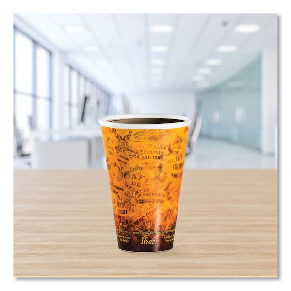 Dart Foam Hot/Cold Cups, 16oz, Brown/Black, PK1000 - 16U16ESC