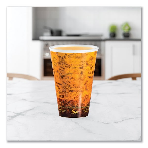 Dart Foam Hot/Cold Cups, 16oz, Brown/Black, PK1000 - 16U16ESC