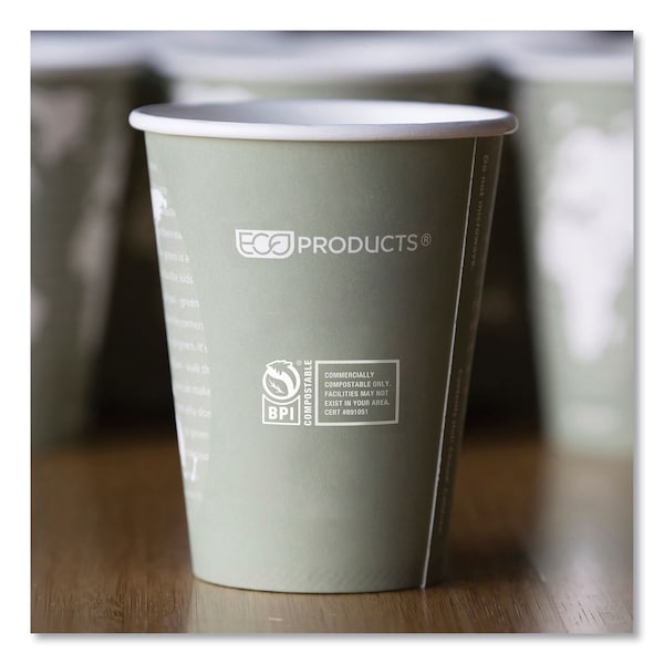 Eco-Products World Art Renewable Compostable Hot Cups, 12 oz., PK1000 PK - EP-BHC12-WA