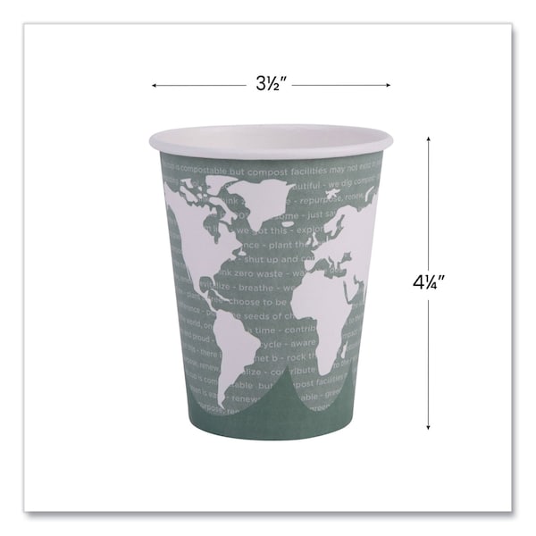 Eco-Products World Art Renewable Compostable Hot Cups, 12 oz., PK1000 PK - EP-BHC12-WA