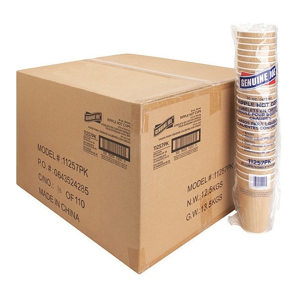 Genuine Joe Ripple Hot Cups16OzBrown, PK25 - GJO11257PK
