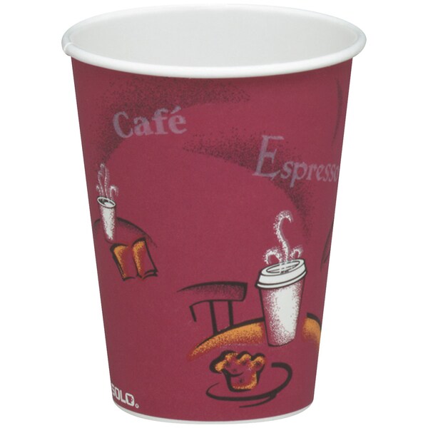 Solo Paper Hot Cups - 8 oz., Bistro Design, 1000PK - SOLO8BIS