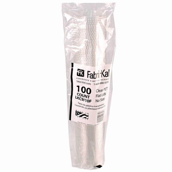 Fabri-Kal Kal-Clear/Nexclear Drink Cup Lids, Flat Lid with No Slot, Fits 9 to 10 oz Cold Cups, Clear, 2500PK - 9508068