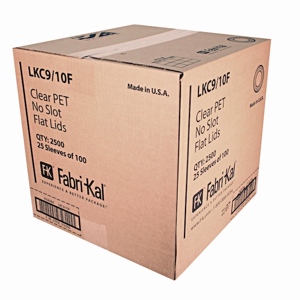 Fabri-Kal Kal-Clear/Nexclear Drink Cup Lids, Flat Lid with No Slot, Fits 9 to 10 oz Cold Cups, Clear, 2500PK - 9508068