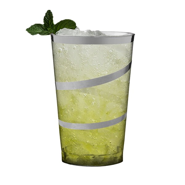 Smarty Had A Party 12 oz Clear with Silver Swirl Round Disposable Plastic Tumblers 240 Cups, 240PK - 514-S-CASE