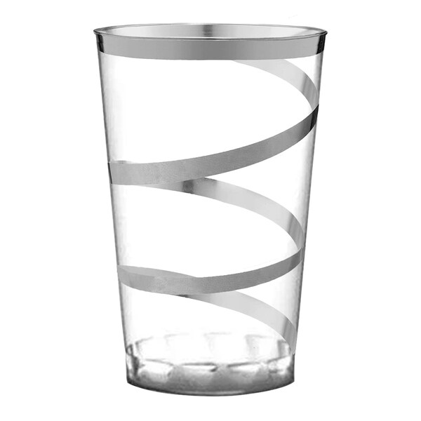 Smarty Had A Party 12 oz Clear with Silver Swirl Round Disposable Plastic Tumblers 240 Cups, 240PK - 514-S-CASE