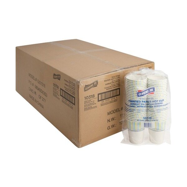 Geniune Joe CUP, PAPER, HOT, PRINTED, 12OZ, 20PK - GJO10318CT